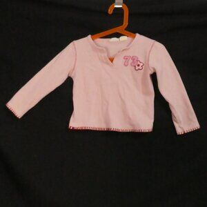 CHEROKEE | 3X | Pink Long Sleeve Top With 73 and Flower Applique